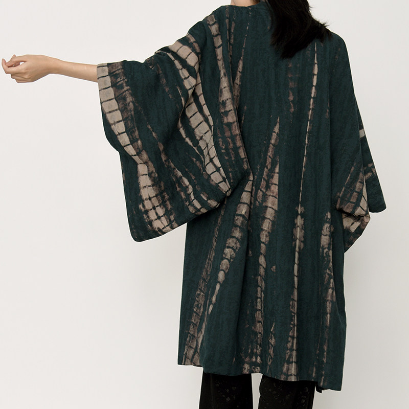 sion青田绪一原创设计扎染日本和服女2021新款秋季宽松中长款外套