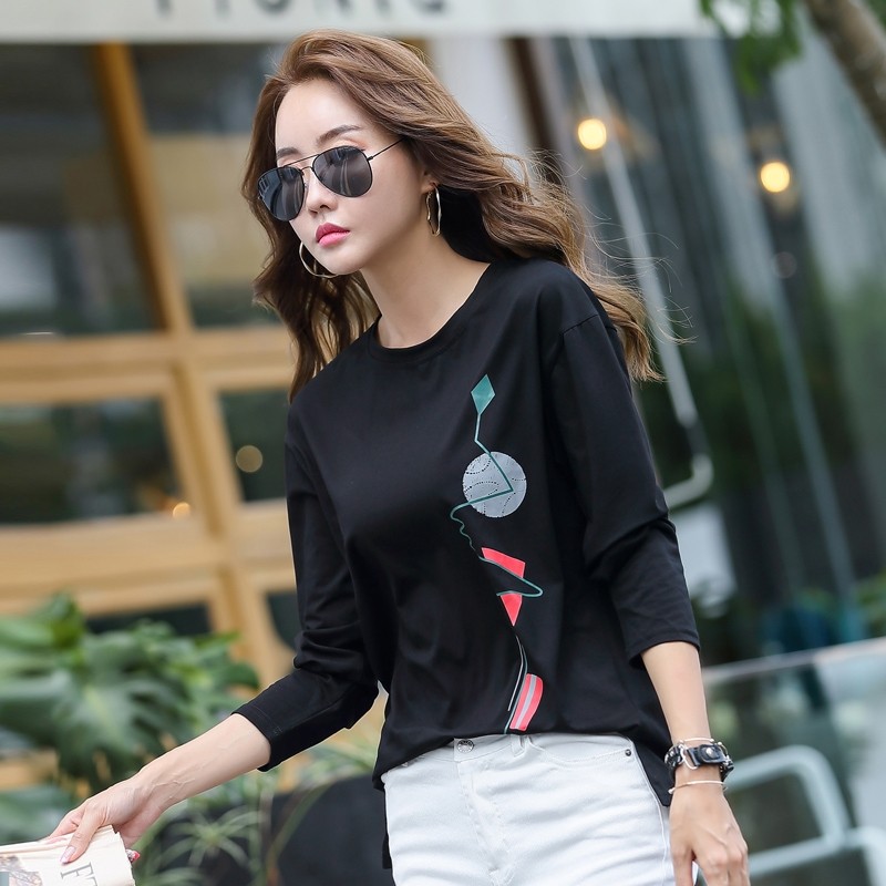 2021年秋装新款上衣秋季长袖t恤女装宽松春秋冬内搭打底衫洋气潮 - 世