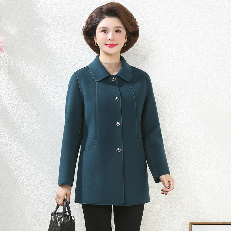 甘夫人妈妈装秋冬新款双面呢羊绒大衣大码中老年冬装高贵毛呢外套