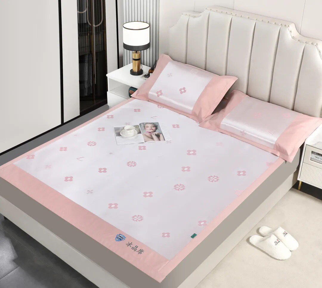 丝丝美冰丝冰晶抗菌夏季印花凉席三件件套尿酸冰丝席