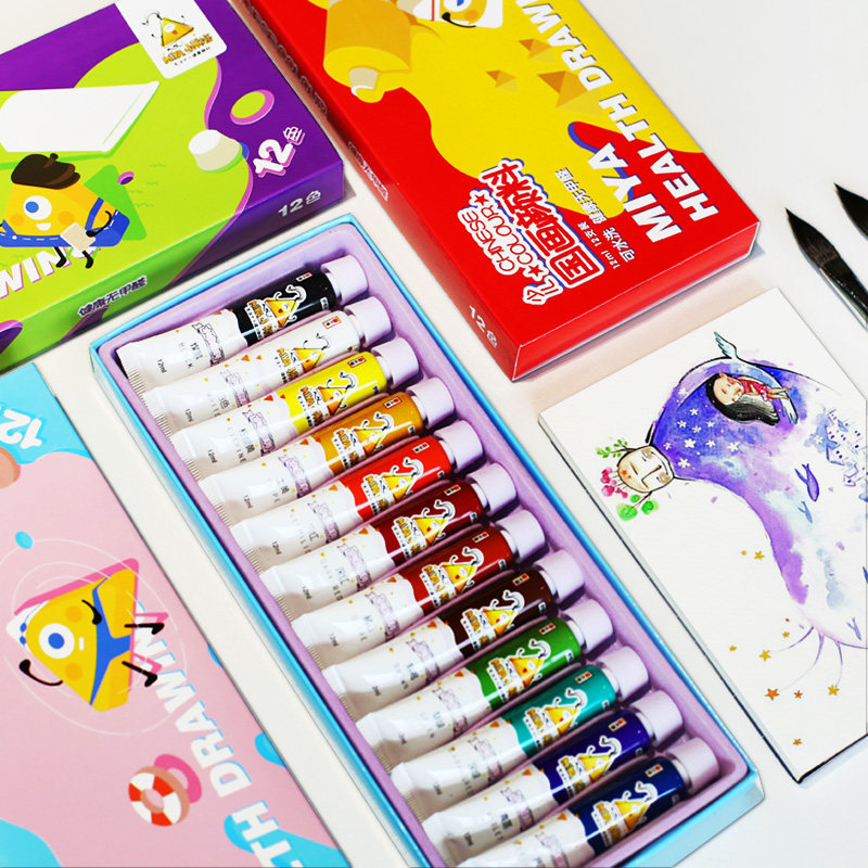 米娅儿童水粉颜料水彩丙烯国画颜料套装12ml小学生绘画