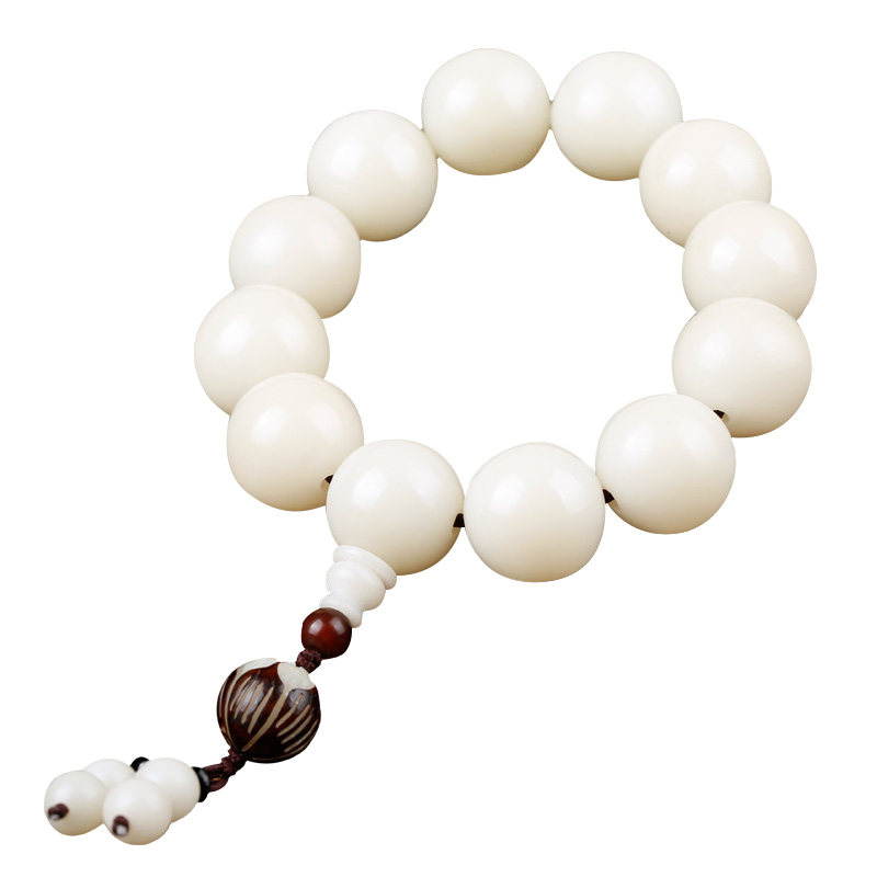 灵月阁工厂直供白玉菩提根高密顺白圆珠手链 男女菩提子佛珠手串