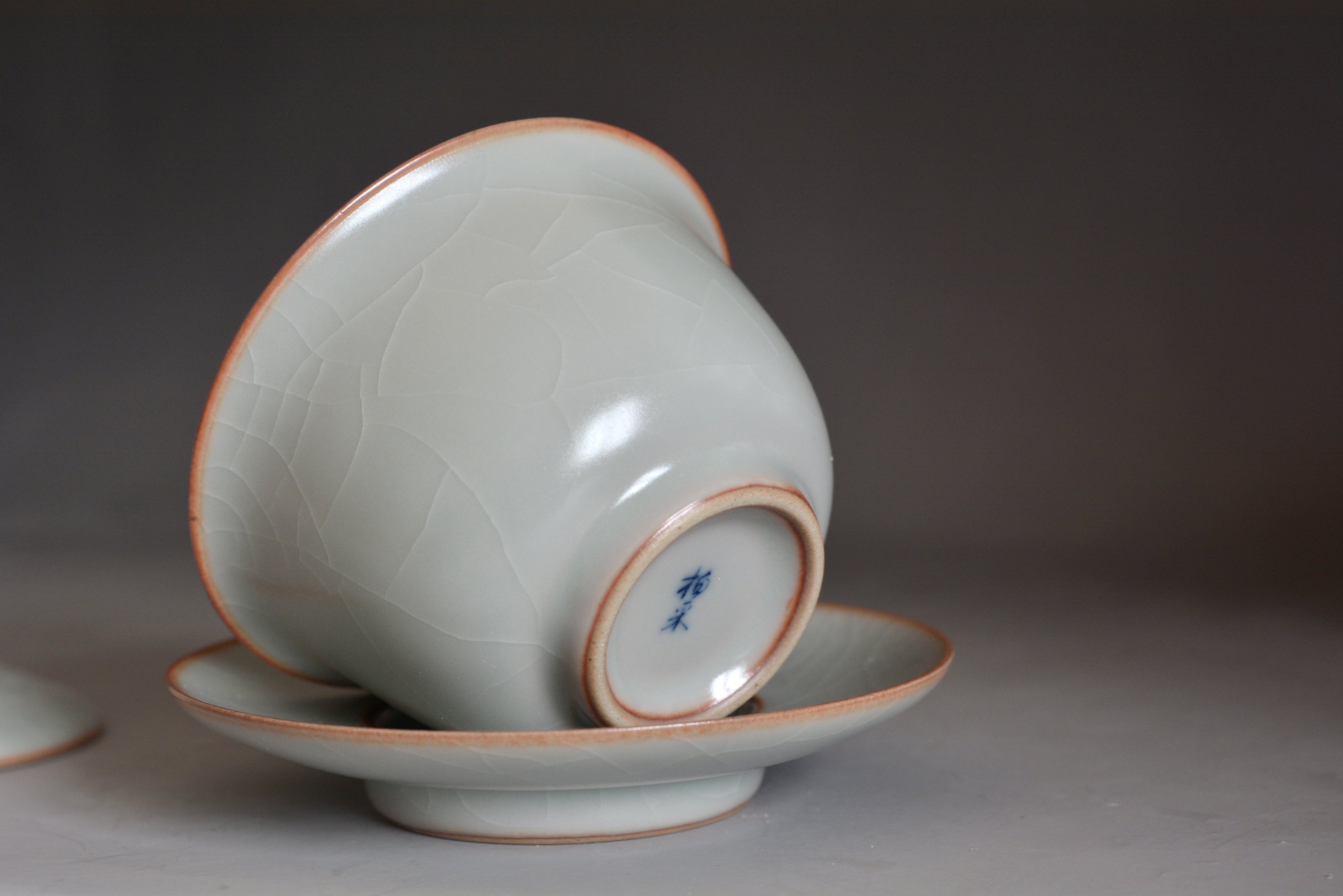 柏采窑汝台湾正品2020新款粉青盖碗盖碗