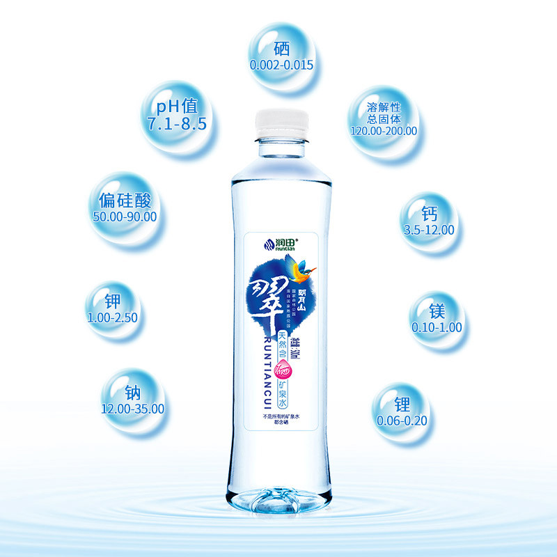 精品明月山润田翠天然含硒矿泉水宜春温汤特产翠水24瓶*500ml包邮-mc