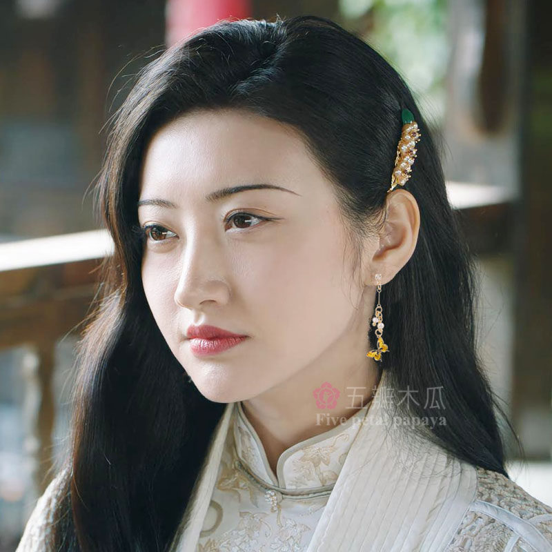 司藤景甜同款耳环森系复古蝴蝶不对称耳坠银针耳环