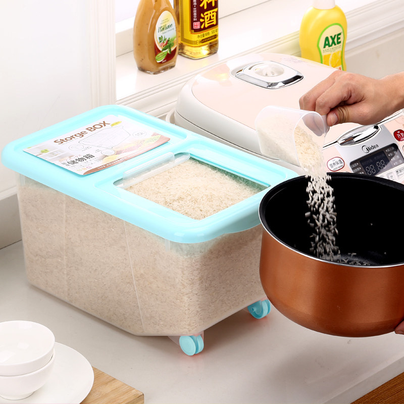 米桶储米箱10kg家用厨房20斤米缸30斤40斤带盖塑料防虫防潮储面箱