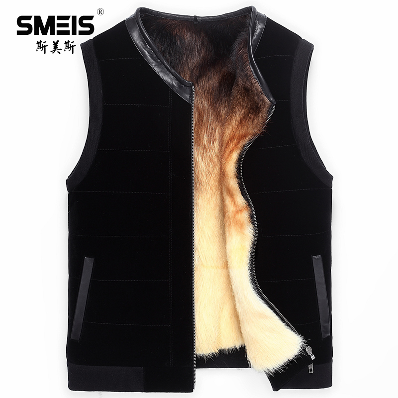 水貂马甲水貂背心男保暖皮草背心羊羔毛背心男士中老年皮草外套