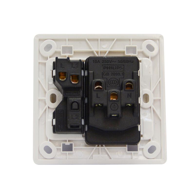 飞利浦五孔三极二三插座开单一开开关插座白色系列开关插座套装