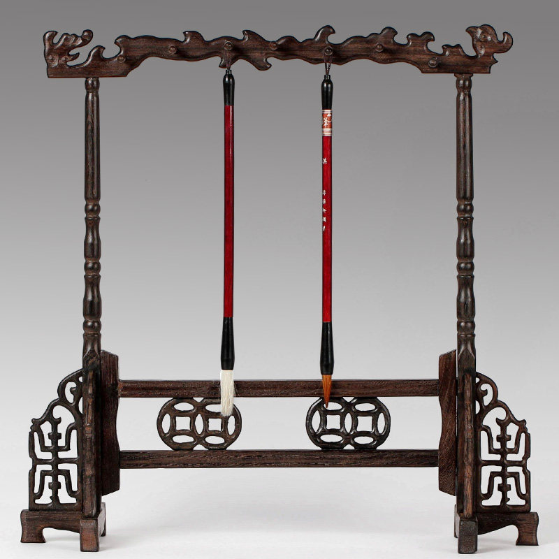 红木笔架毛笔挂大号复古展示架书法用品 实木质仿古创意成人毛笔笔架