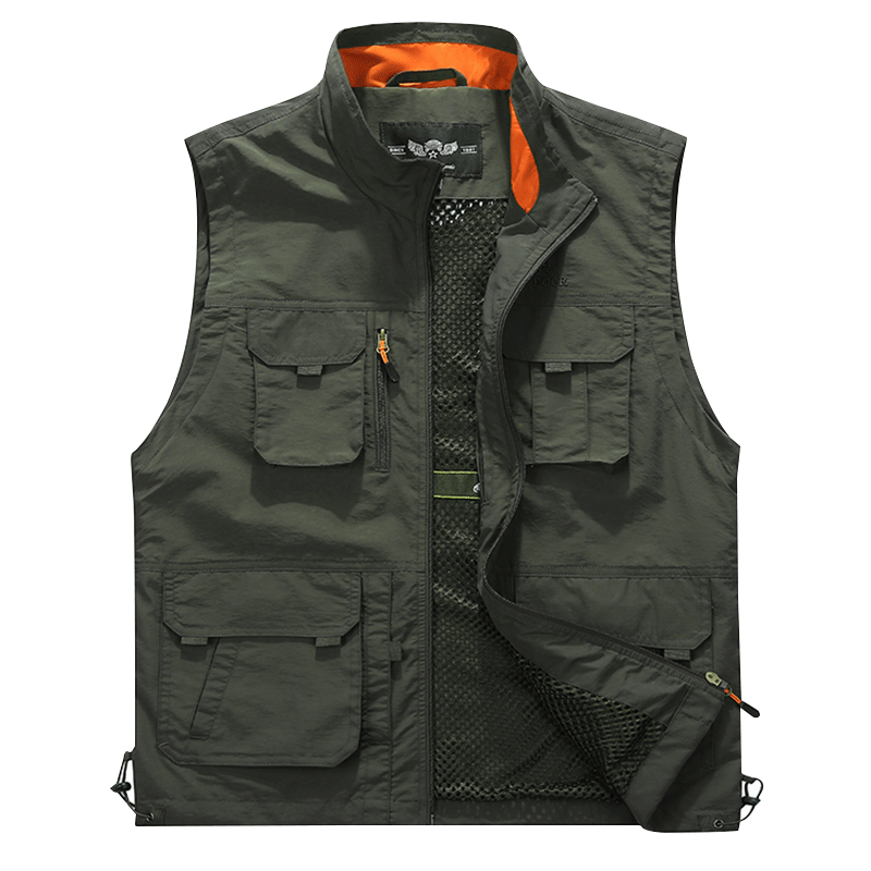 飞行员休闲马甲男士秋季厚款多口袋纯色无袖外套户外马夹速干背心