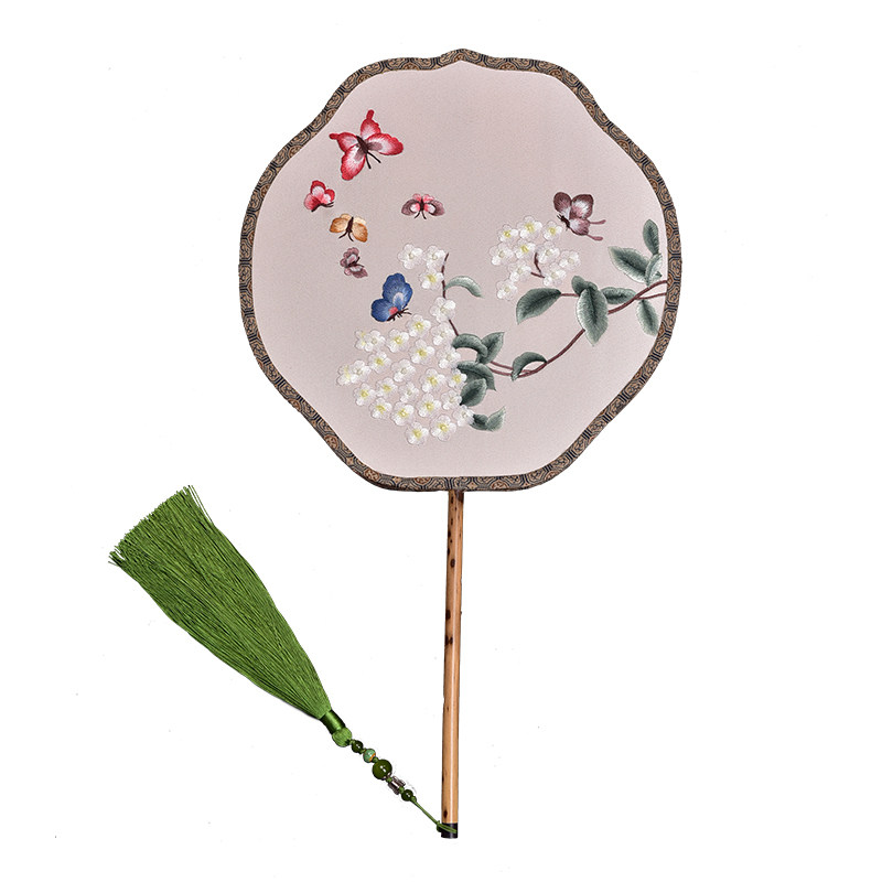 蜀绣团扇汉服刺绣宫扇古风扇子成都纪念品中国刺绣