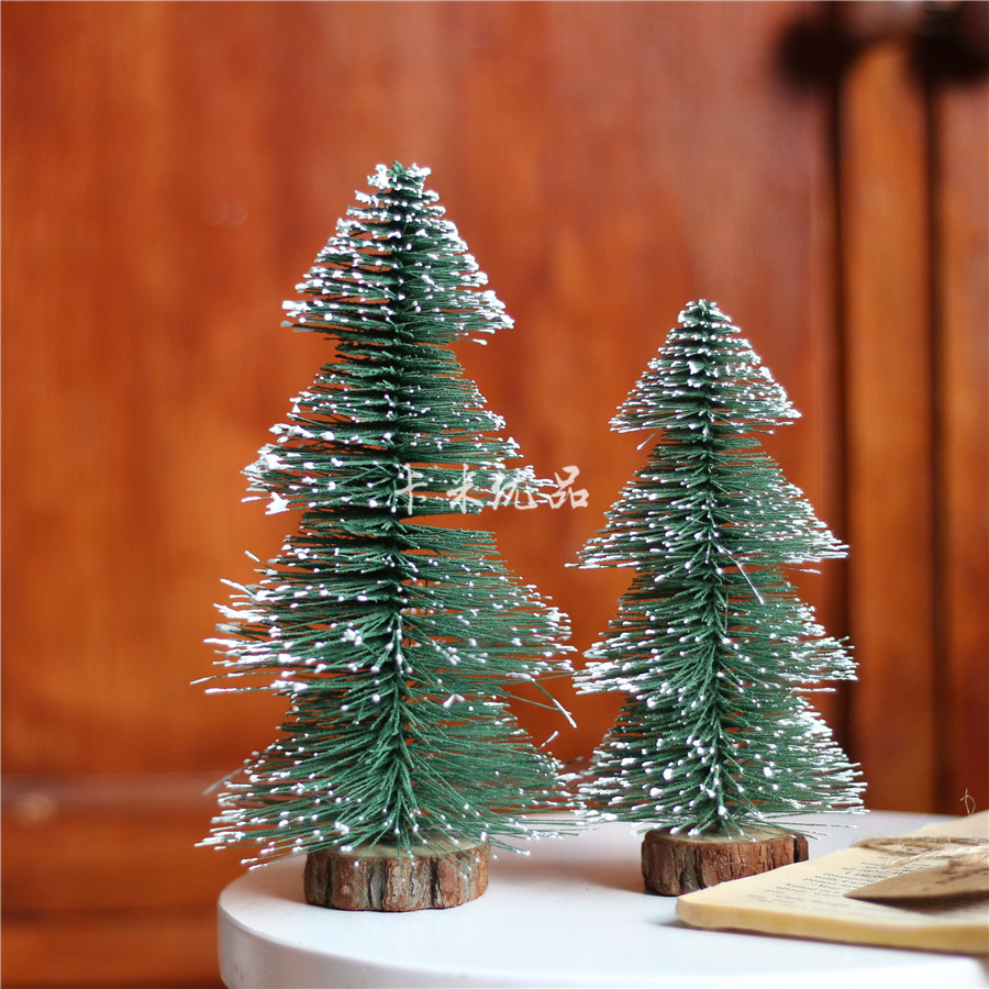 圣诞树摆件自制雪花桌面写字楼办公柜台前台迷你圣诞树