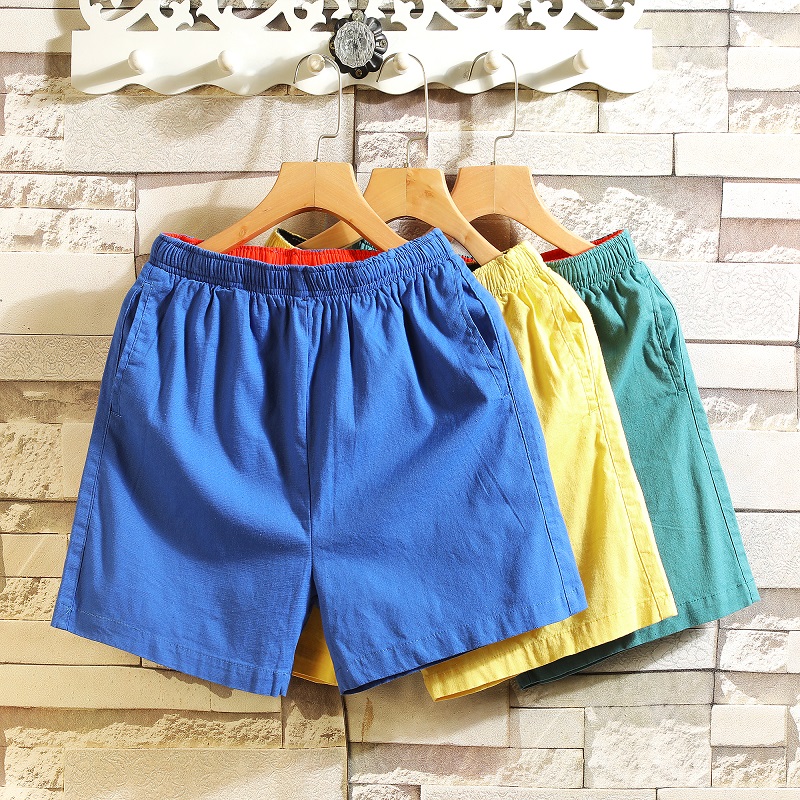 2022夏季棉麻松紧三四分短裤男沙滩超短裤潮牌新疆纯棉宽松34分裤