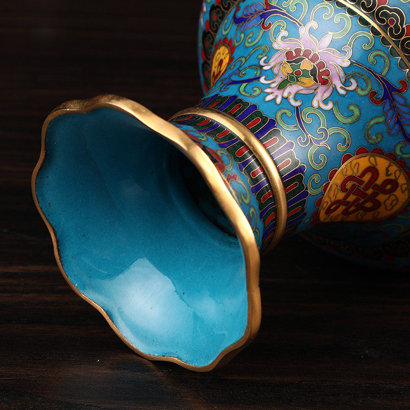 铜胎掐丝珐琅北京景泰蓝工艺品博物院花口瓶摆件复古景泰蓝