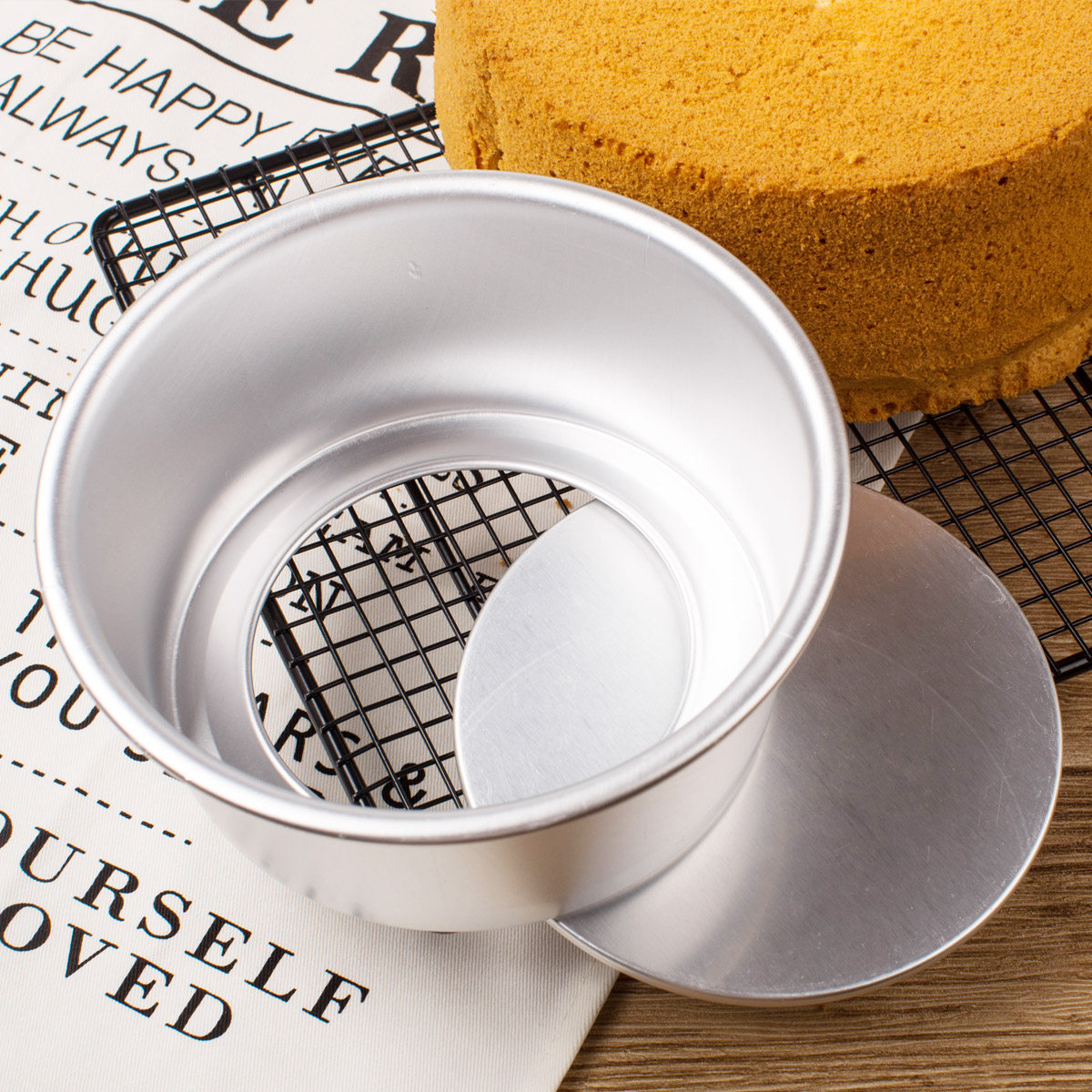 戚风蛋糕模具4/6/8/10/12寸阳极活底模家用套装活动蛋糕工具