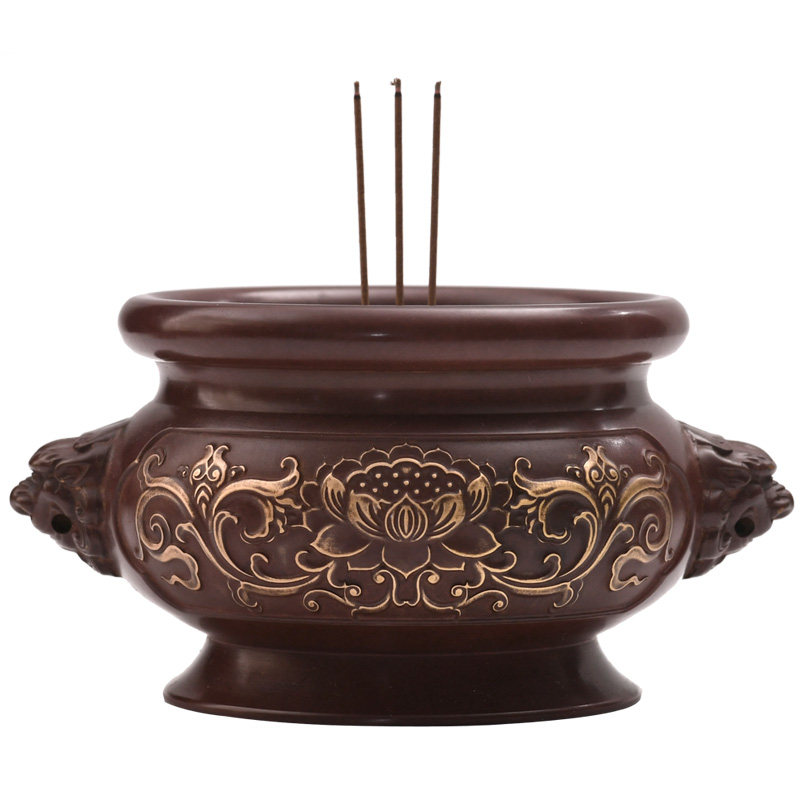 香炉紫巅供奉家用室内盘香纯铜檀香仿古烧香香薰炉