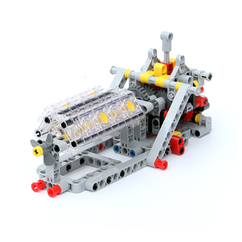 国产乐高发动机引擎v8变速箱零件组装玩具机械塑料积木
