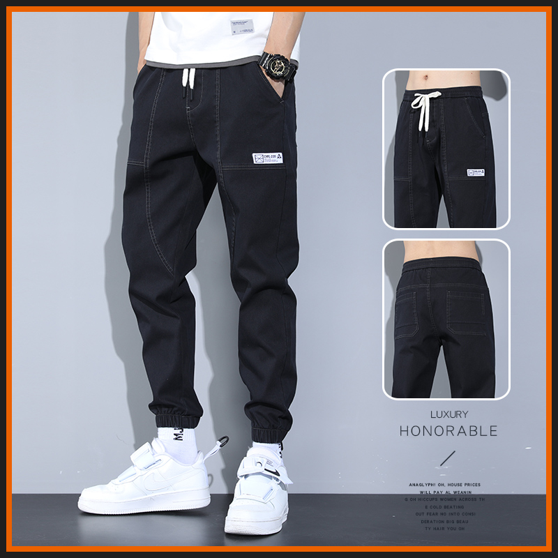 秋季新款休闲长裤子男士牛仔裤宽松束脚哈伦运动裤2022年春秋新款