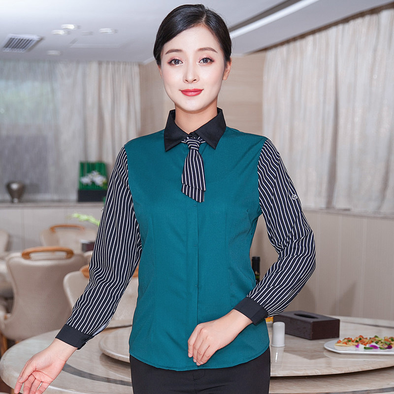 西餐厅服务员工作服长袖七分袖中袖火锅店餐饮员工女酒店饭店秋冬