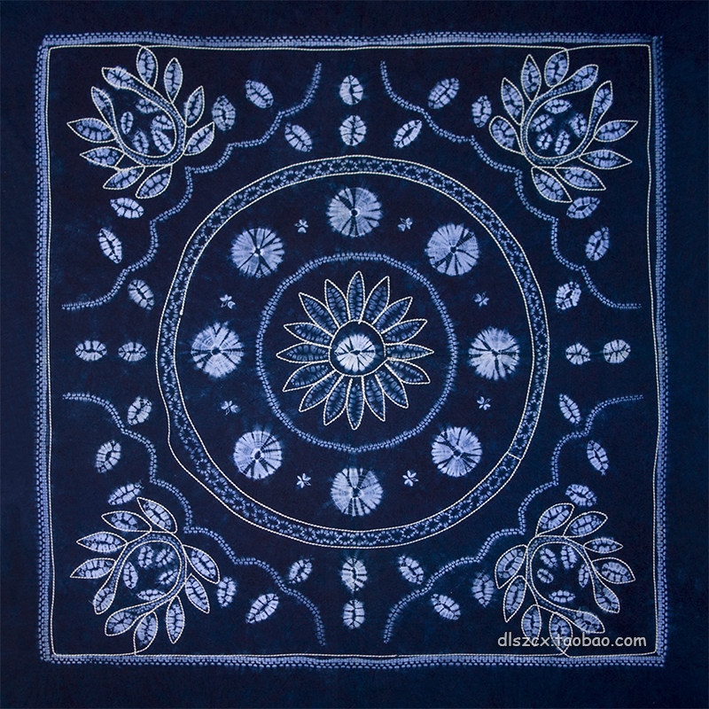 云南挂饰蝴蝶桌巾布桌巾桌布新款扎染全棉手工白族扎染