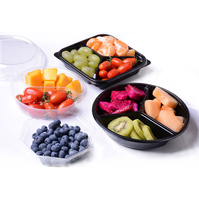 水果包装盒一次性果切圆形打包塑料盒子拼盘保鲜一次性餐盒
