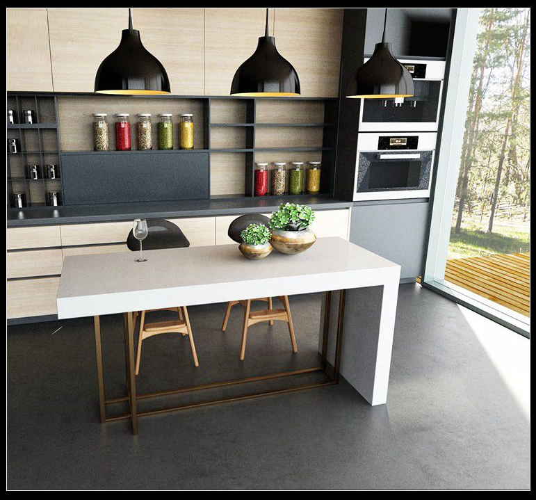 吧台简约烤漆多功能电脑桌白色高度镀金轻奢定做吧台