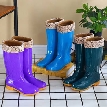 Rain boots women's water shoes waterproof non-slip long-tube high rain boots autumn and winter new rubber shoes adult fashion outer wear mid-tube