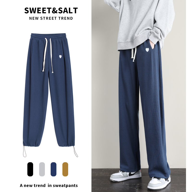 加绒加厚运动裤子女宽松束脚秋冬季2021新款阔腿外穿棉裤休闲卫裤