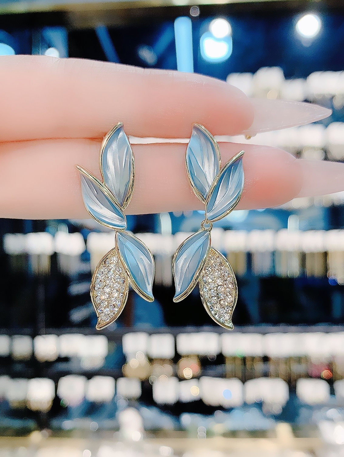 高级法式树叶耳环2022年新款小众设计气质轻奢耳环