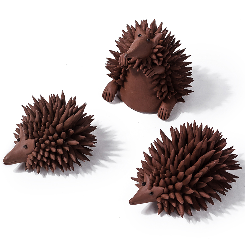 茶宠摆件手工紫砂可爱茶玩刺猬茶盘茶席精美茶宠摆件