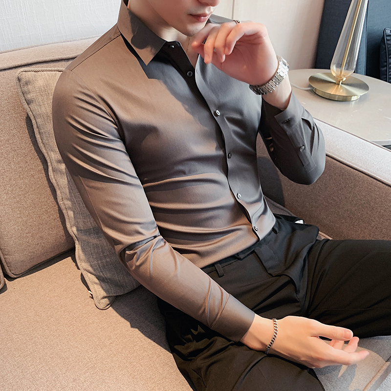 男士衬衫无痕免烫短袖春夏季长袖薄款休闲商务修身高级感寸衬衣男