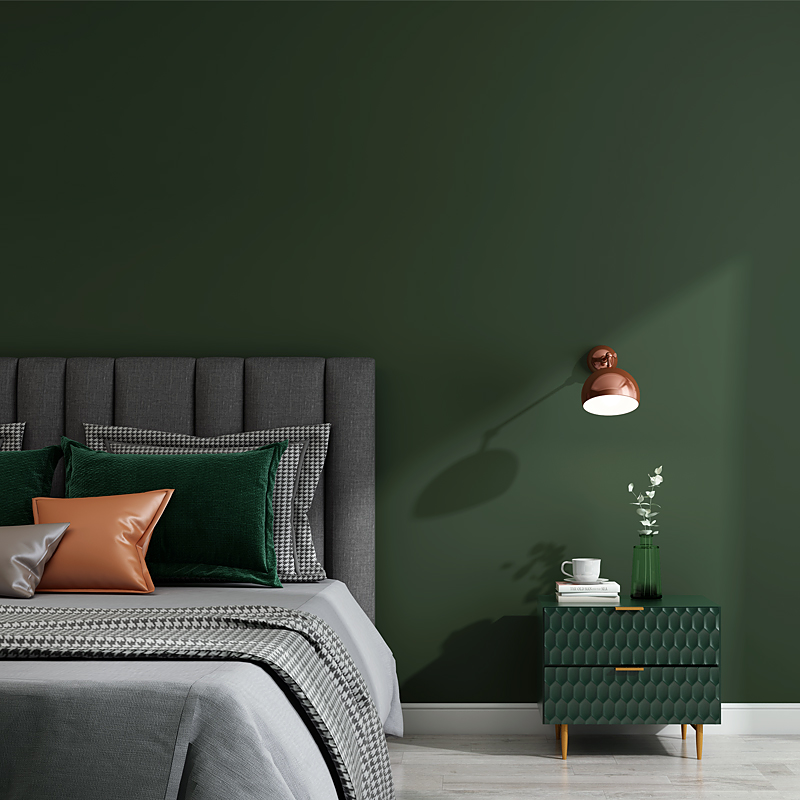 美式深墨绿色复古纯色素色墙纸背景墙北欧风格壁纸卧室祖母绿家用