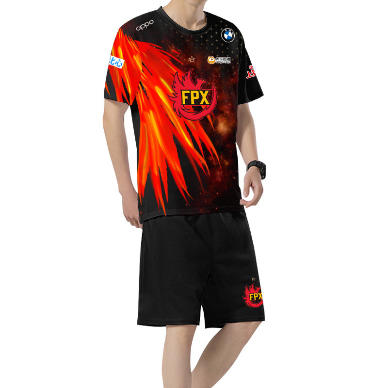doinb同款 男一套衣服 fpx战队队服2021新款 速干短袖 套装 t恤衫