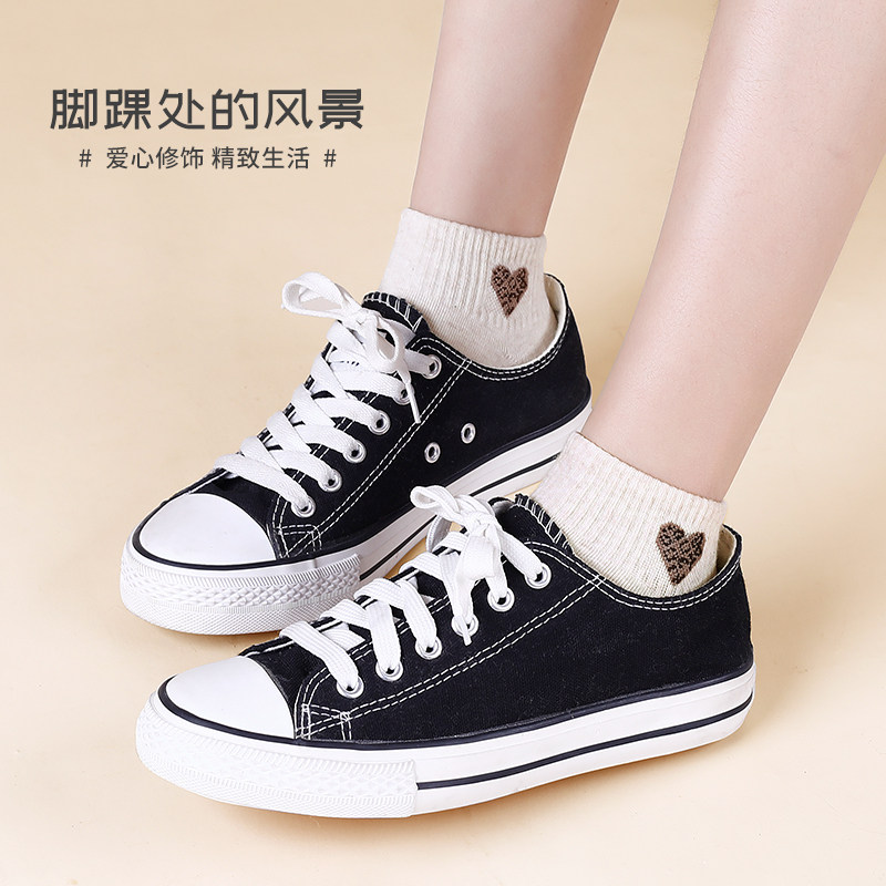 袜子女短袜纯棉女装学生运动防臭吸汗板鞋帆布布鞋短袜