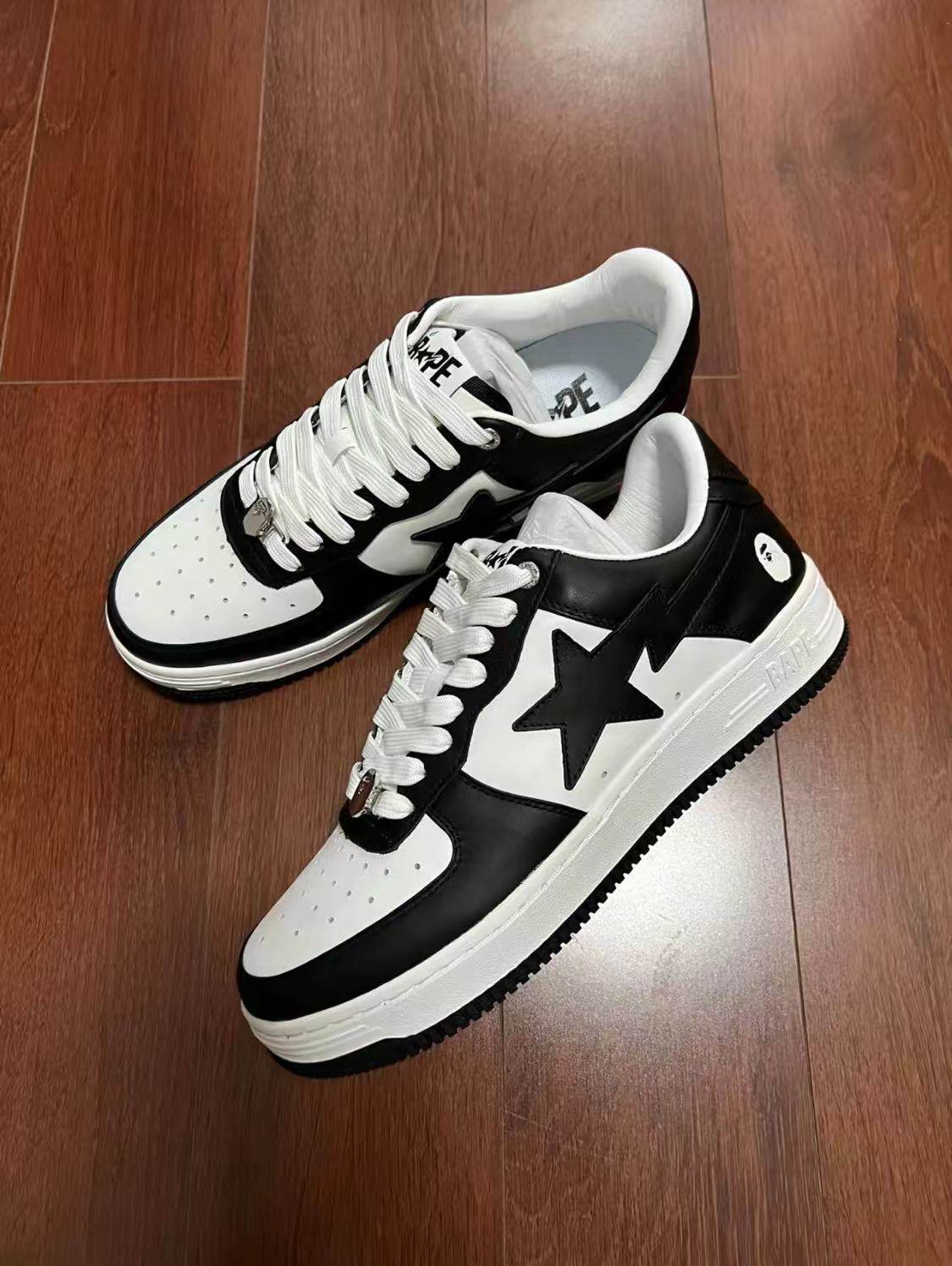 bapesta新款哑光皮革秋冬季时尚休闲情侣板鞋休闲板鞋