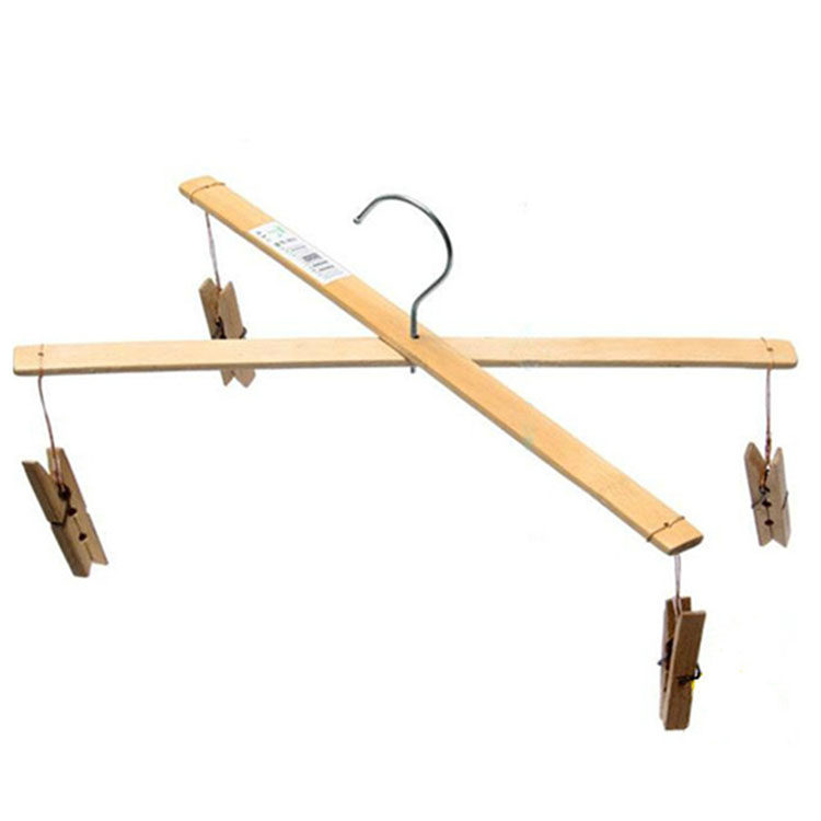 竹裤架十字竹裤多功能竹制衣裤架袜4个夹子木制夹子