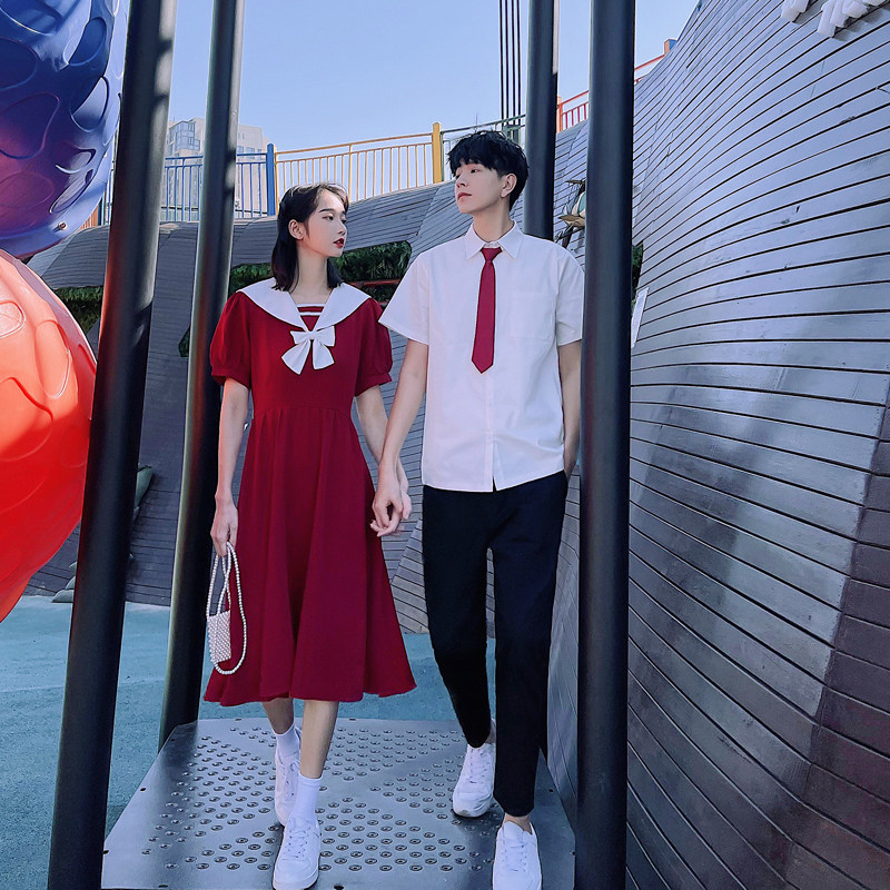 主恋法式情侣装2021新款潮流小众设计高级校服连衣裙