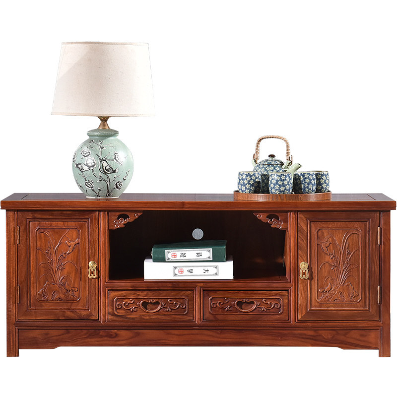 红木家具刺猬紫檀中式仿古实木电视柜花梨木古典落地矮柜储物柜