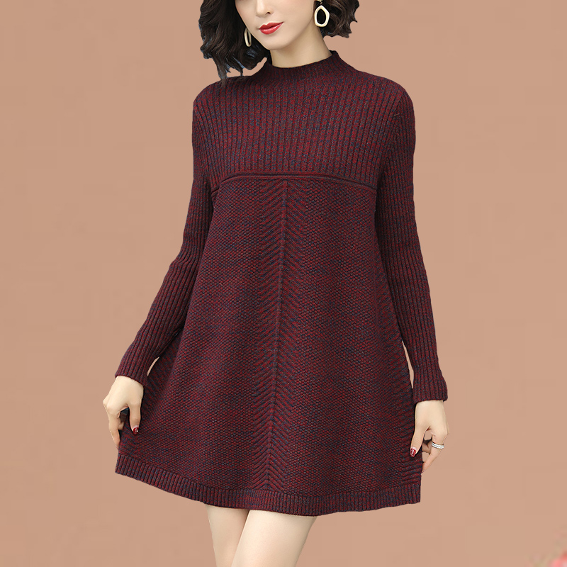 中长款羊毛衫秋冬2022新款新款大码妈妈装打底女士羊绒毛衣连衣裙