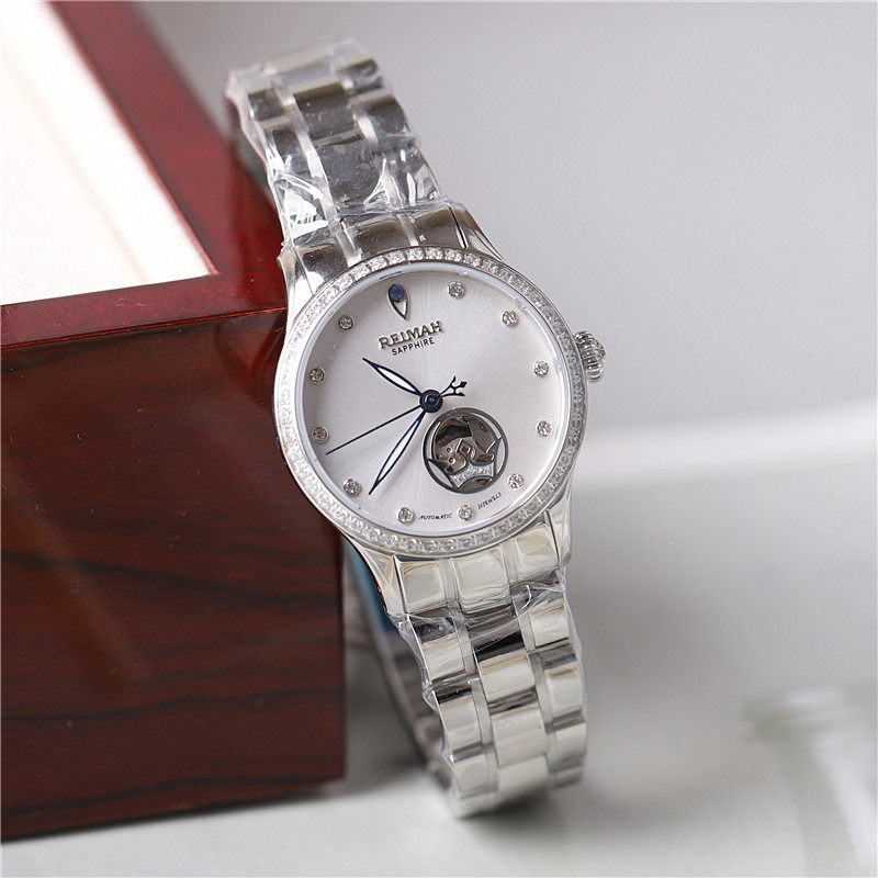 正品reimah雷迈手表女表女士全自动机械表防水镂空镶钻韩版8118