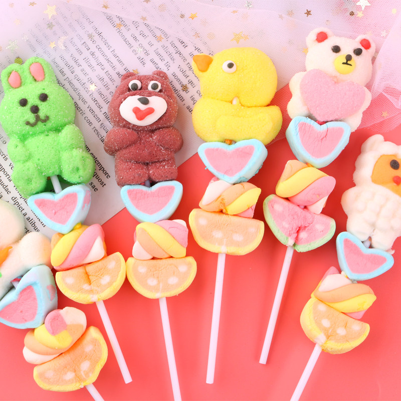 儿童卡通裱花棉花糖创意可爱小熊动物造型葫芦糖果