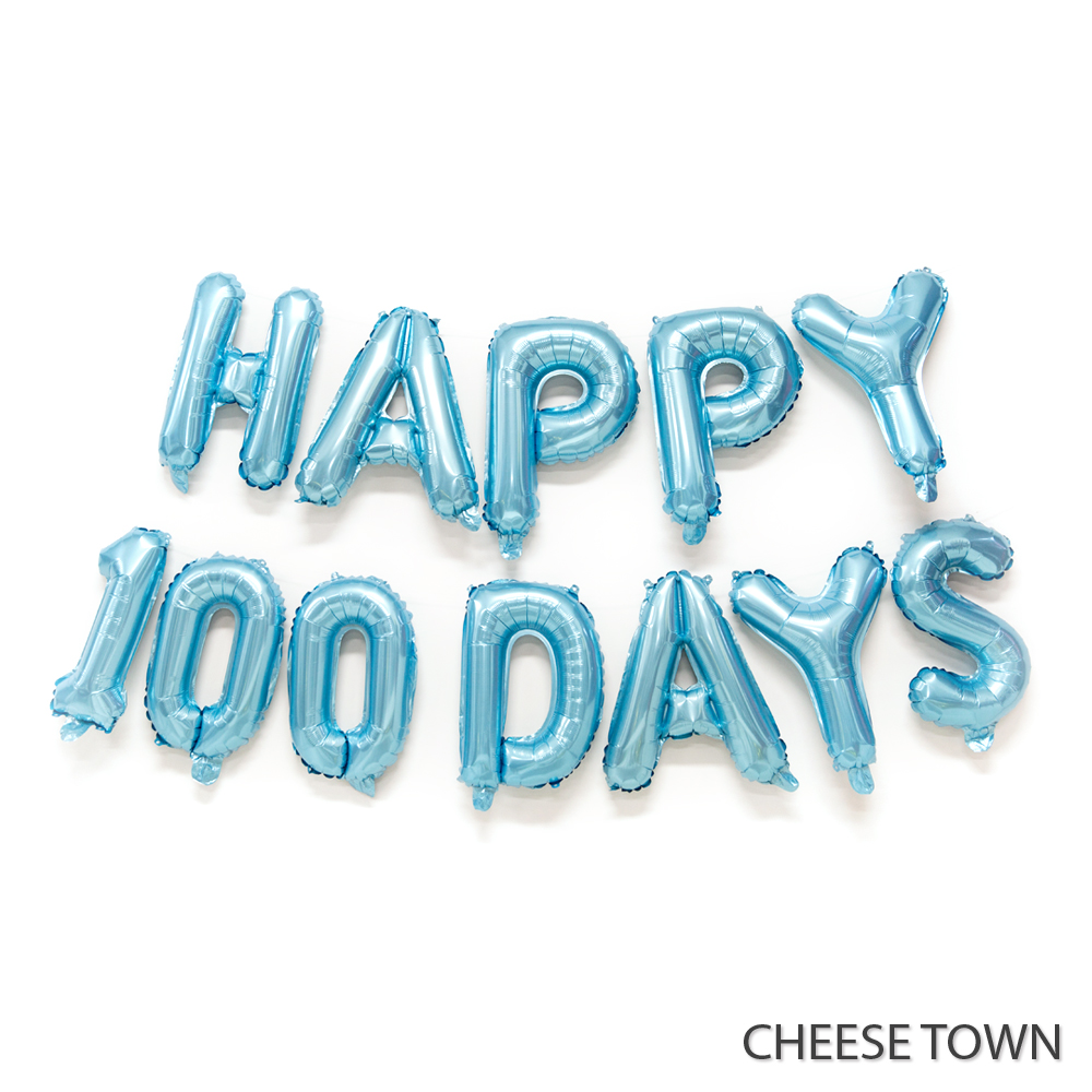 可悬挂16寸happy100days字母铝膜气球百天快乐宝贝婴儿气球