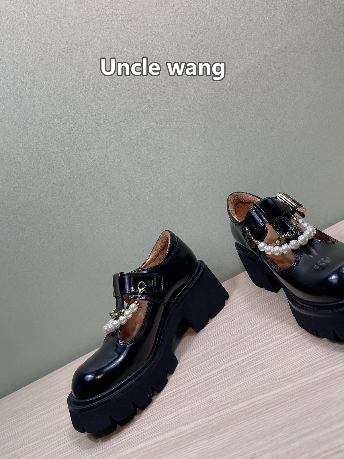 unclewang新款大头玛丽珍娃娃法式女单高跟复古单鞋