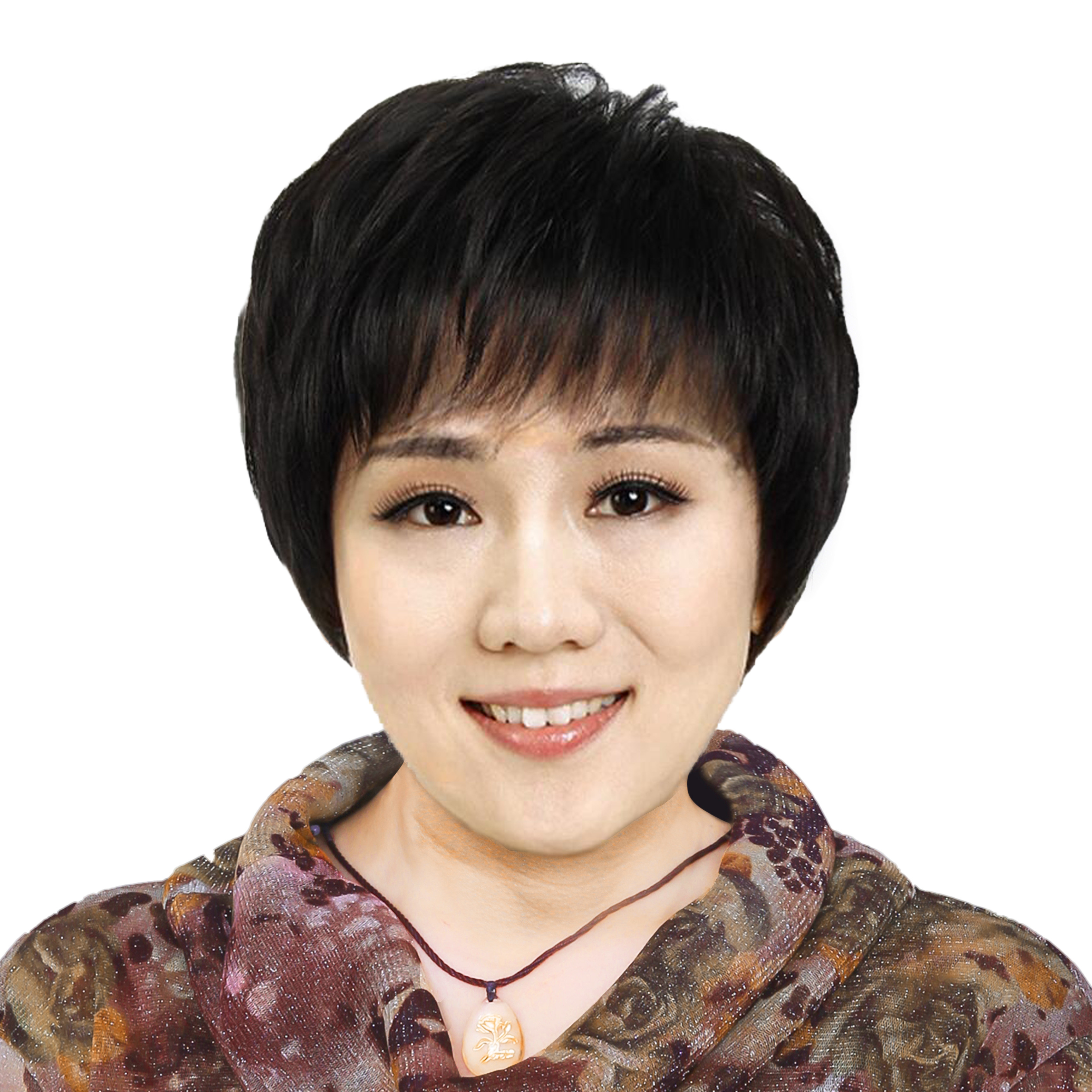 真发假发女士中老年妈妈假发蓬松自然真人发黑色化疗短直发假发套