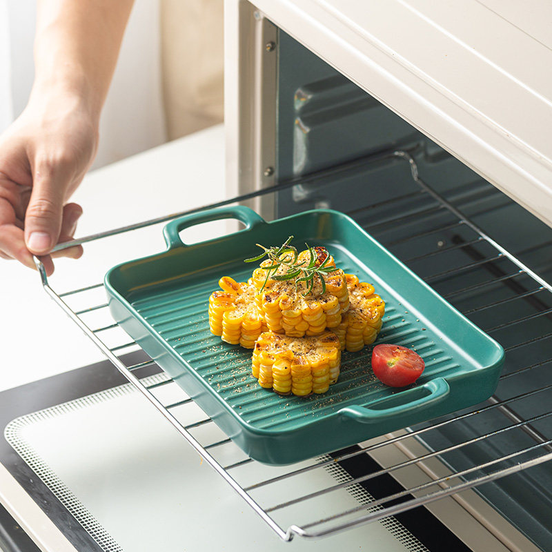 烤盘烘焙陶瓷双耳饭碗长方形烤碗千层面家用烤箱盘