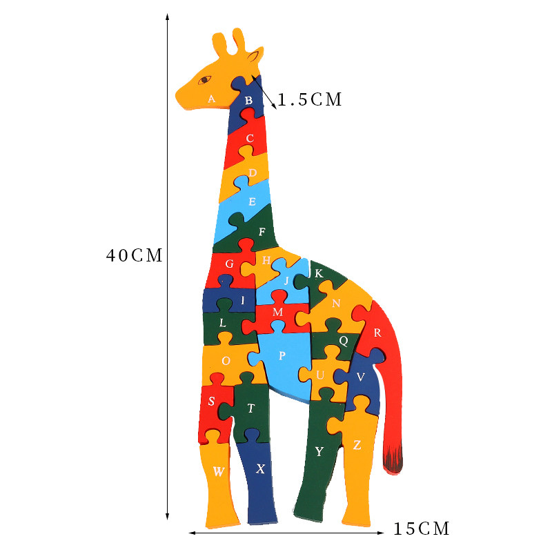 儿童玩具幼儿启蒙早教英文字母数字认知可爱长颈鹿拼图