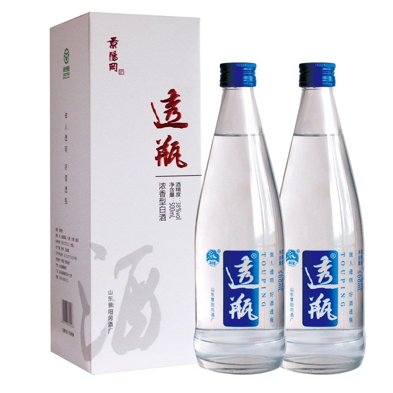 景阳冈透瓶酒38度浓香型白酒高粱粮食酒送礼宴请2瓶装山东特产