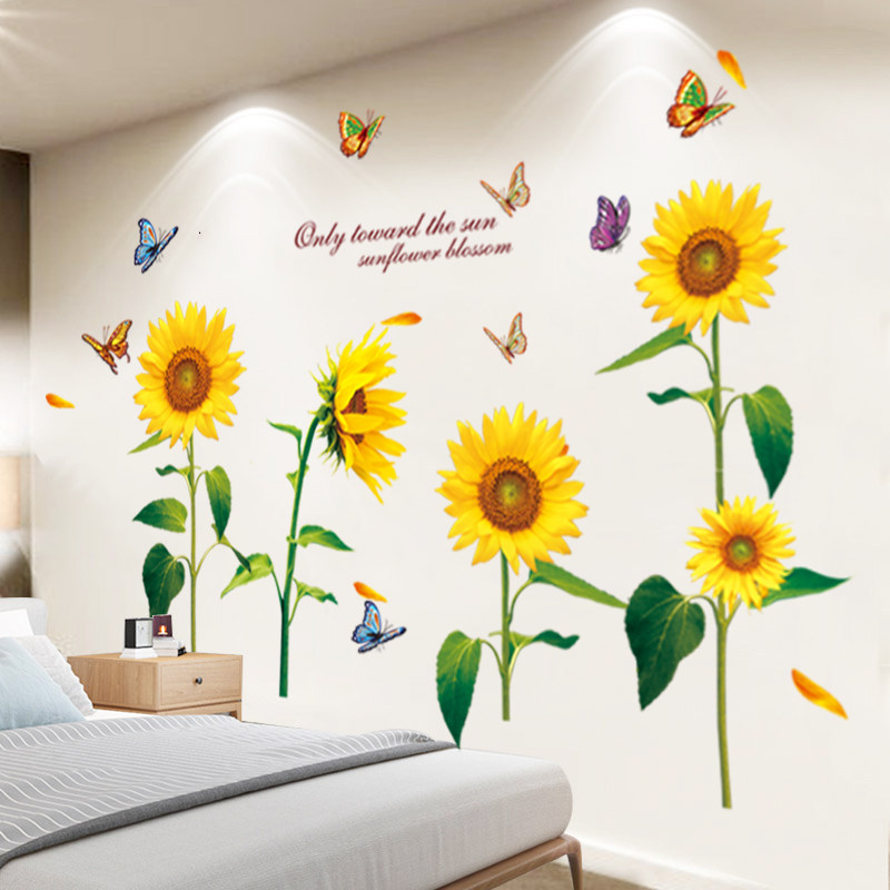 向日葵客厅卧室床头墙贴画ins风墙面装饰墙纸自粘墙壁纸墙画贴纸