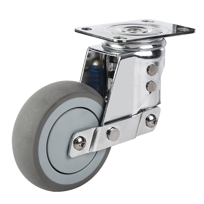 中型3寸4寸5寸弹簧减震脚轮橡胶静音万向轮子手推车设备专用轱辘