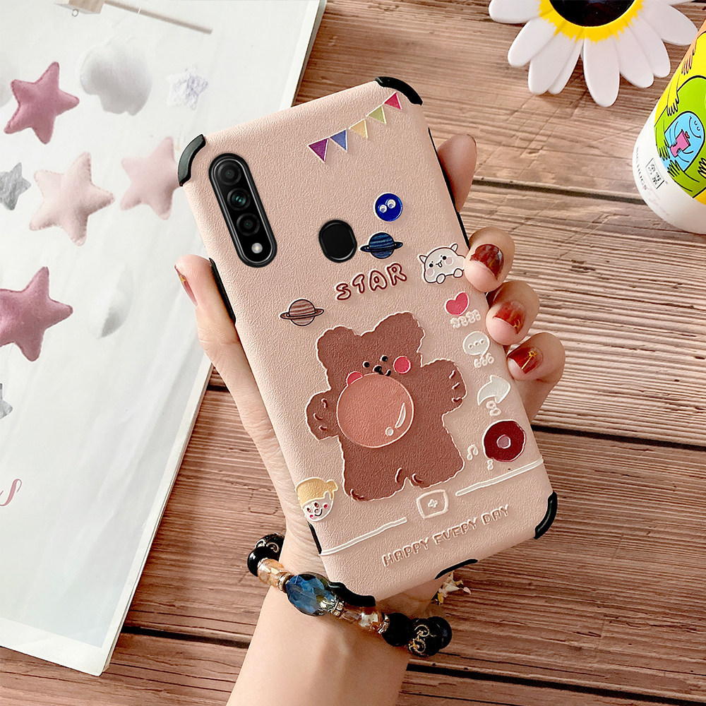 oppo a9手机壳女a8磨砂a7全包a5浮雕软壳a7x小白熊a11x时尚ins风k5